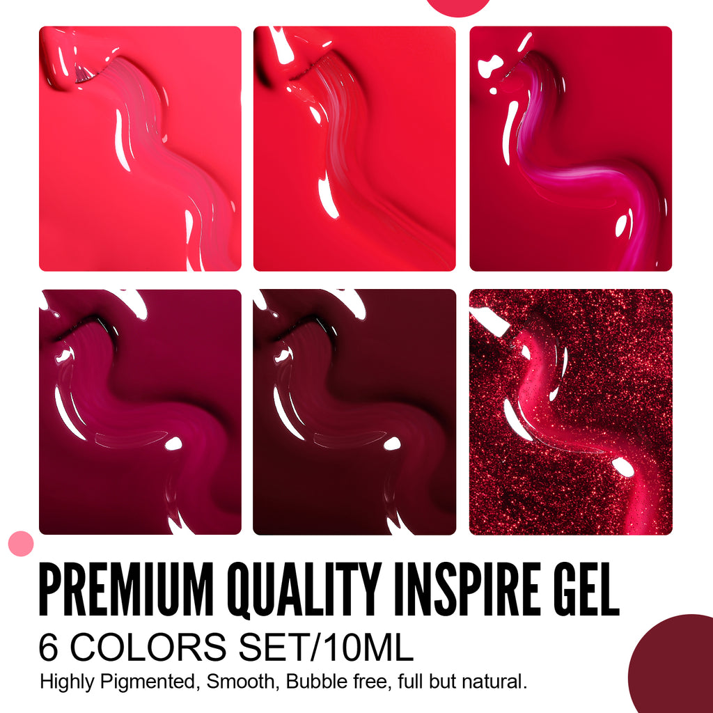 Red Series-6 Colors Gel Polish Set - YokefellowBeauty