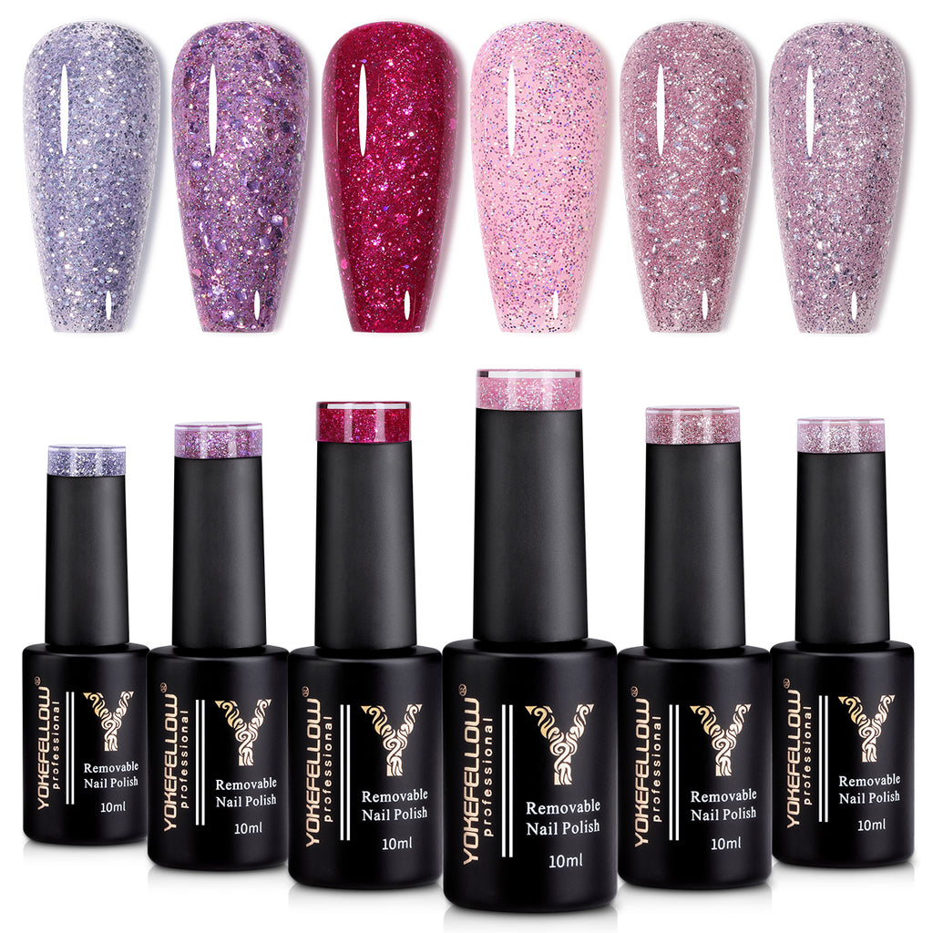 Glitter Series-6 Colors Gel Polish Set - YokefellowBeauty