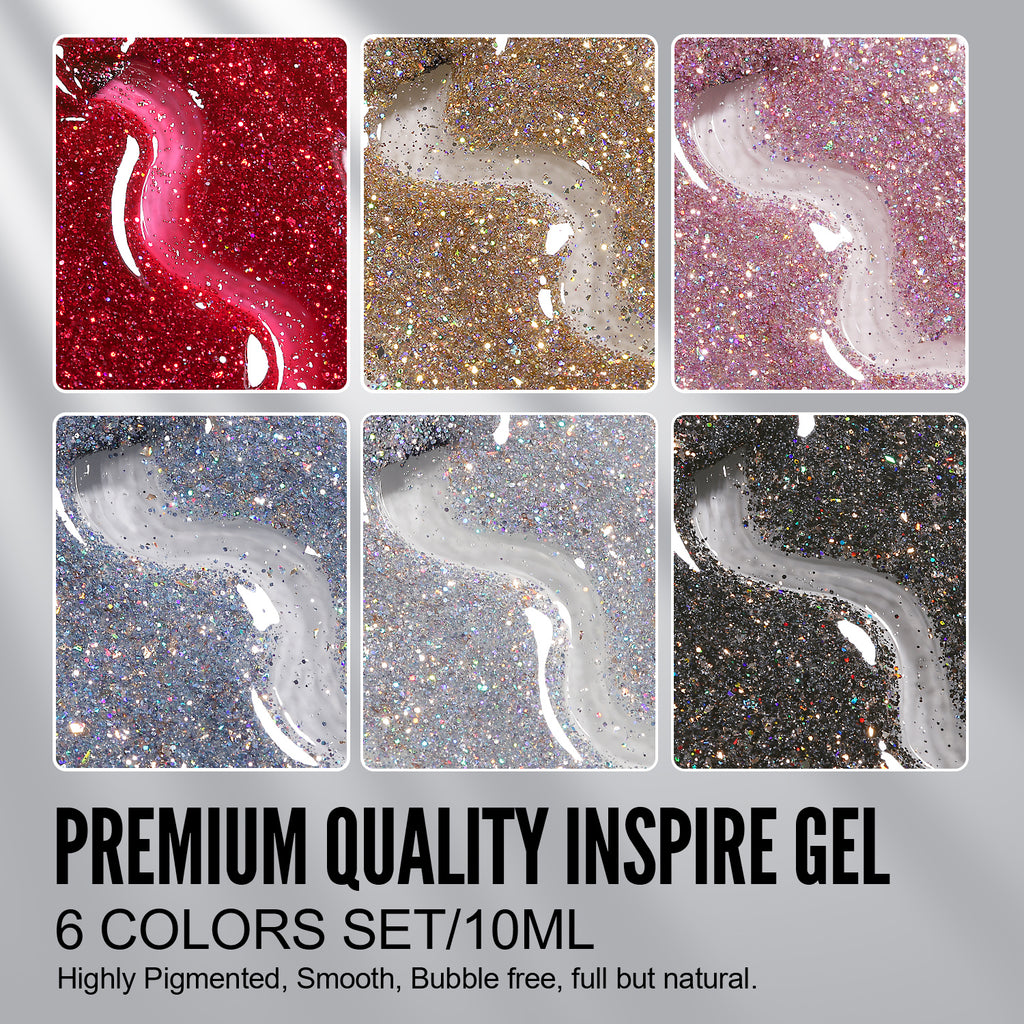 Glitter Series-6 Colors Gel Polish Set - YokefellowBeauty