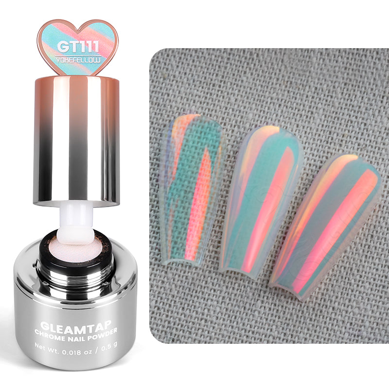 GleamTap Cushion Chrome Nail Powder with Sponges Patting-0.5g-GT211 Magic White