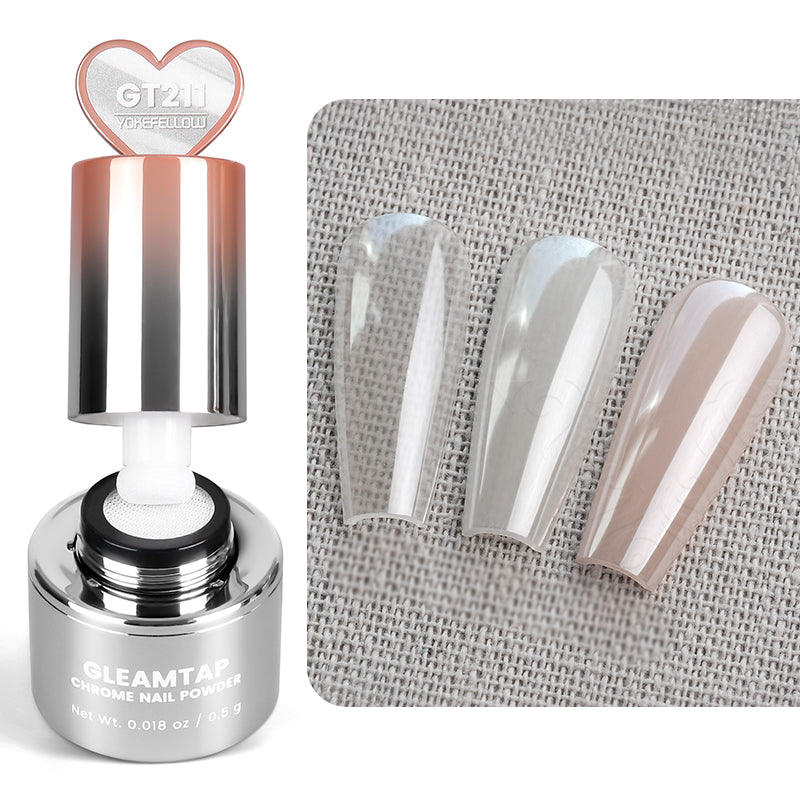 GleamTap Cushion Chrome Nail Powder with Sponges Patting-0.5g-GT211 Magic White