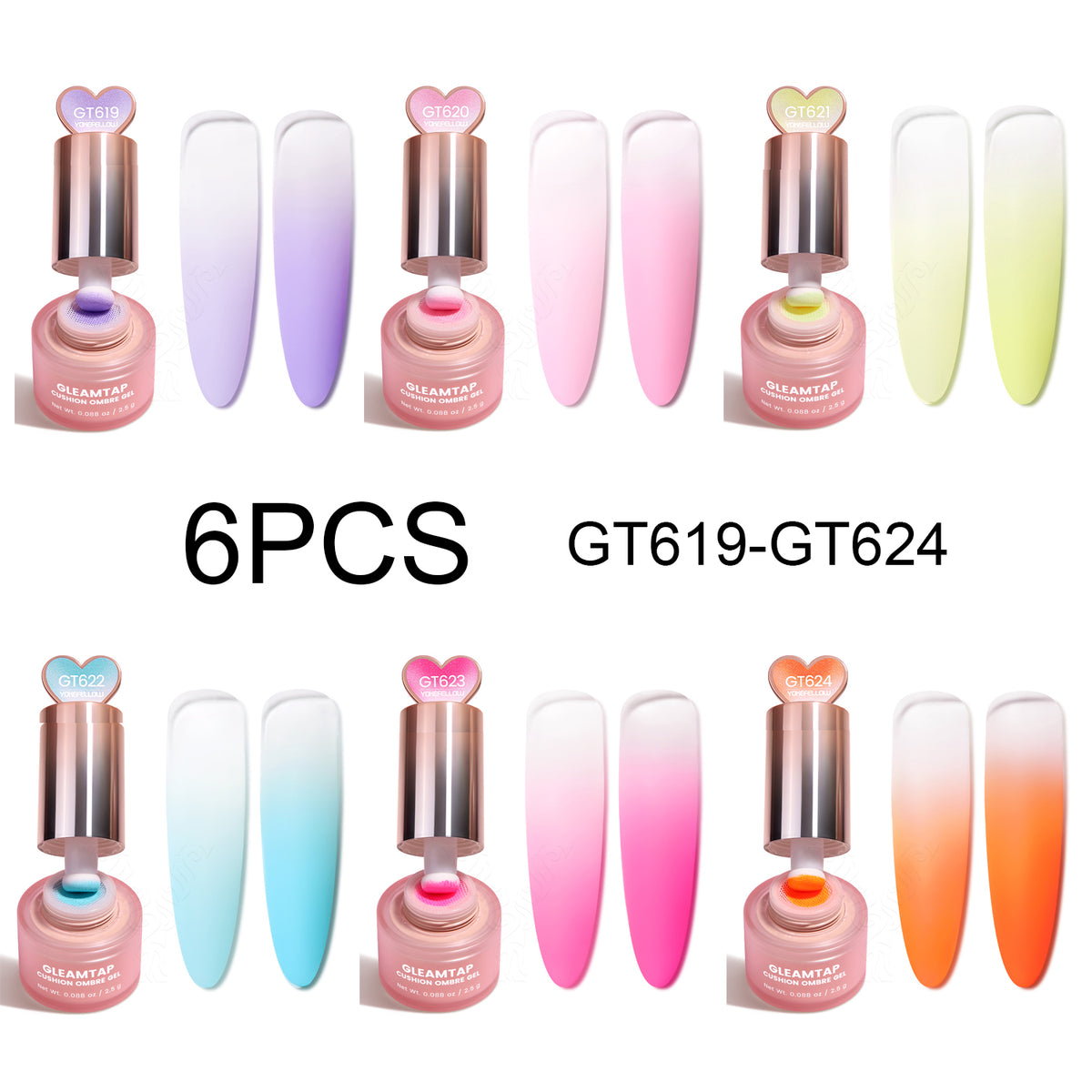 YOKEFELLOW GleamTap Cushion Ombre Painting Gel-GT612