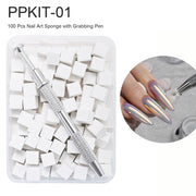 100PCS Nail Sponge with Grabbing Pen