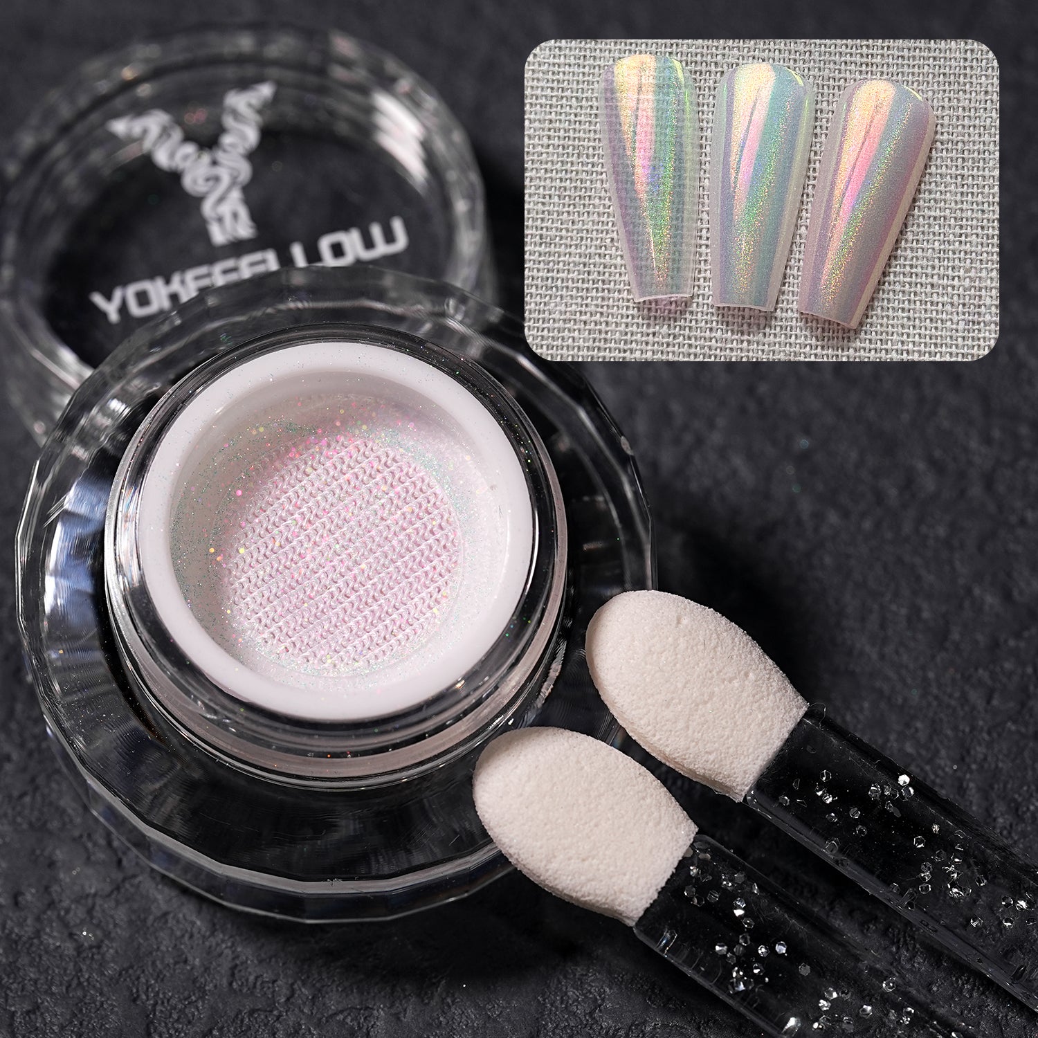 GleamTap Cushion Holographic Aurora Chrome Nail Powder-GT311 Pinkstar Prism