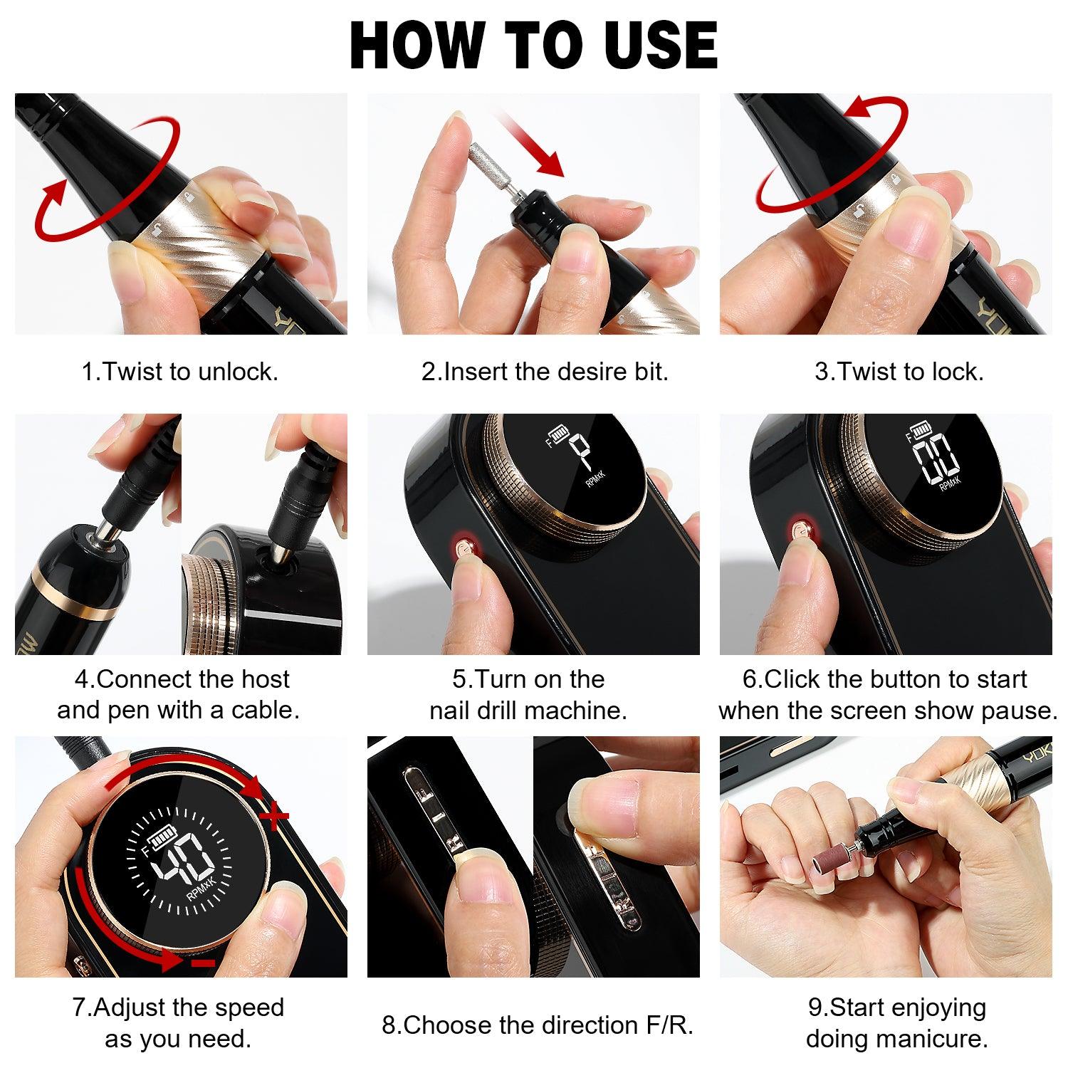 40000RPM Cordless Nail Drill-YK-N301 - YokefellowBeauty