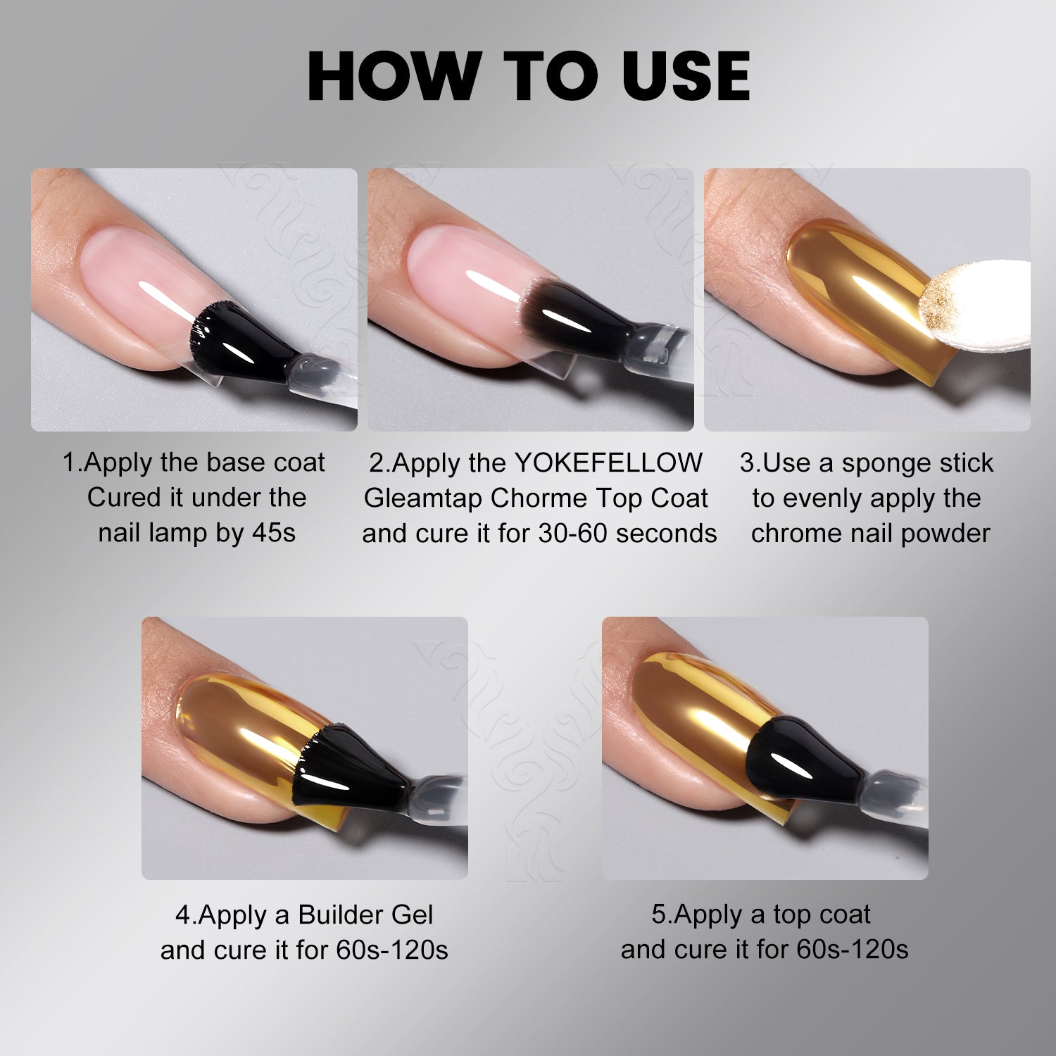GleamTap Top Coat for Chrome Powder-5PCS Pack