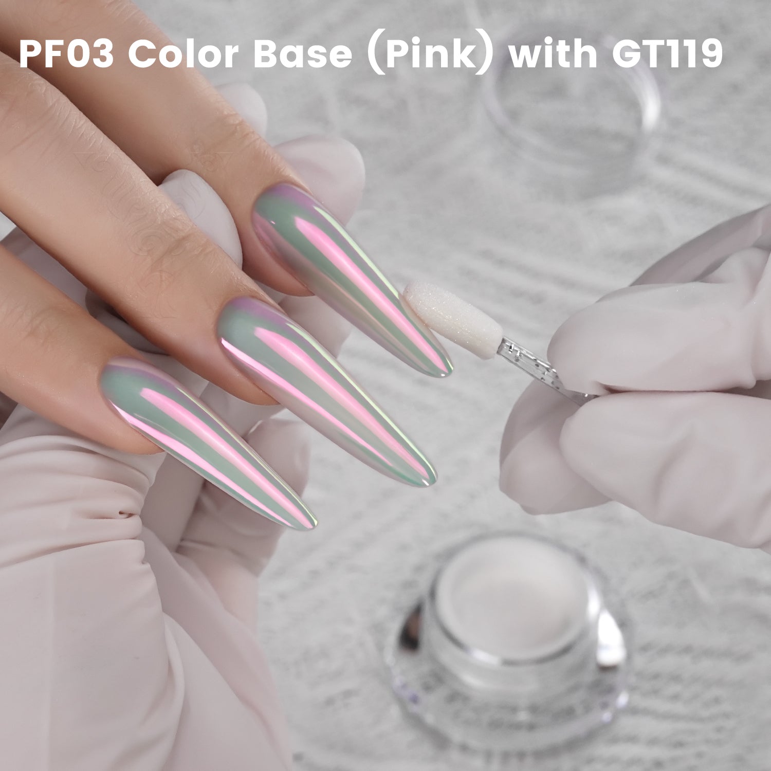 GleamTap Cushion Aurora Chrome Nail Powder -GT119 Whisper