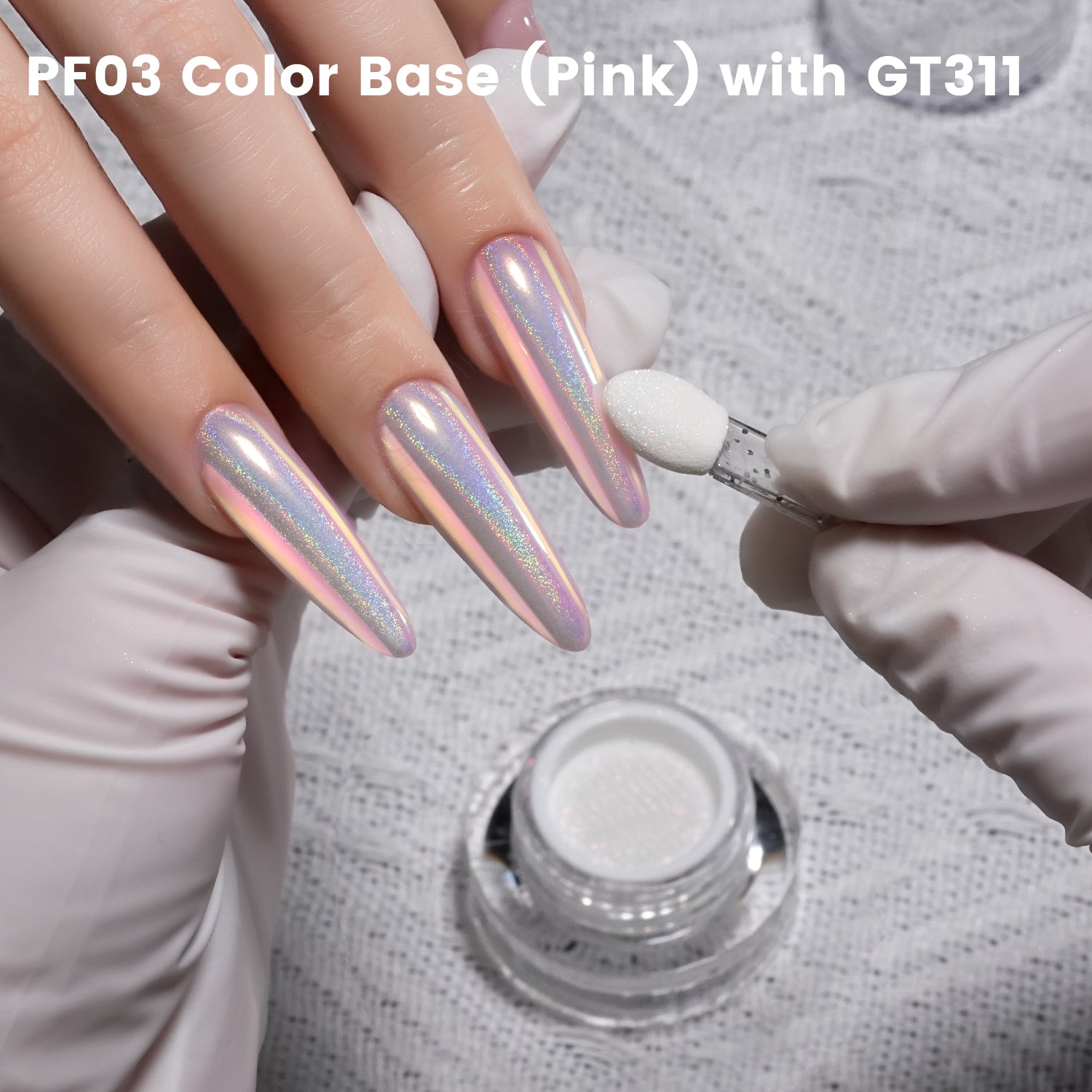 GleamTap Cushion Holographic Aurora Chrome Nail Powder-GT311 Pinkstar Prism