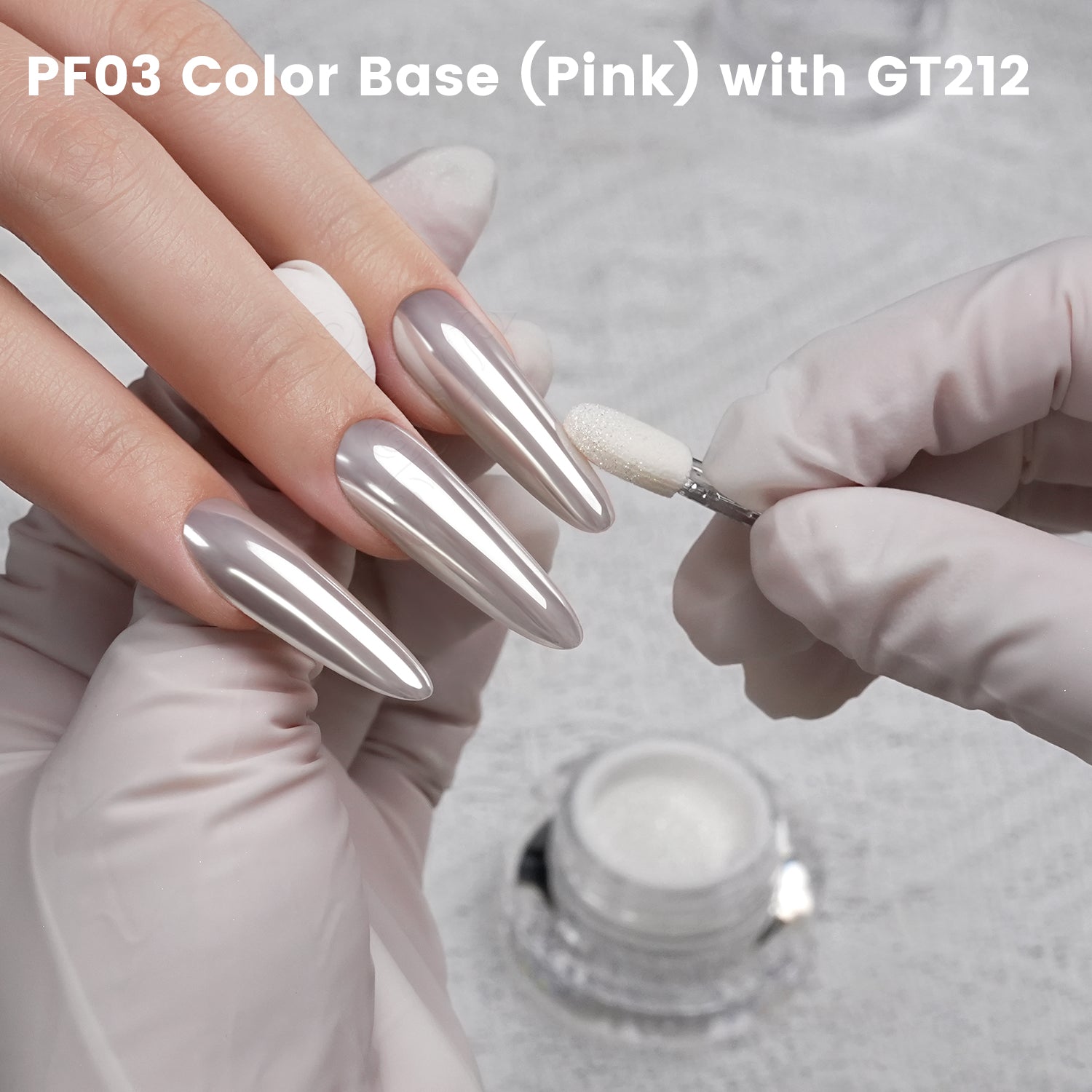 GleamTap Cushion Silvery Pearl Chrome Nail Powder-GT212 Silvery Pearl