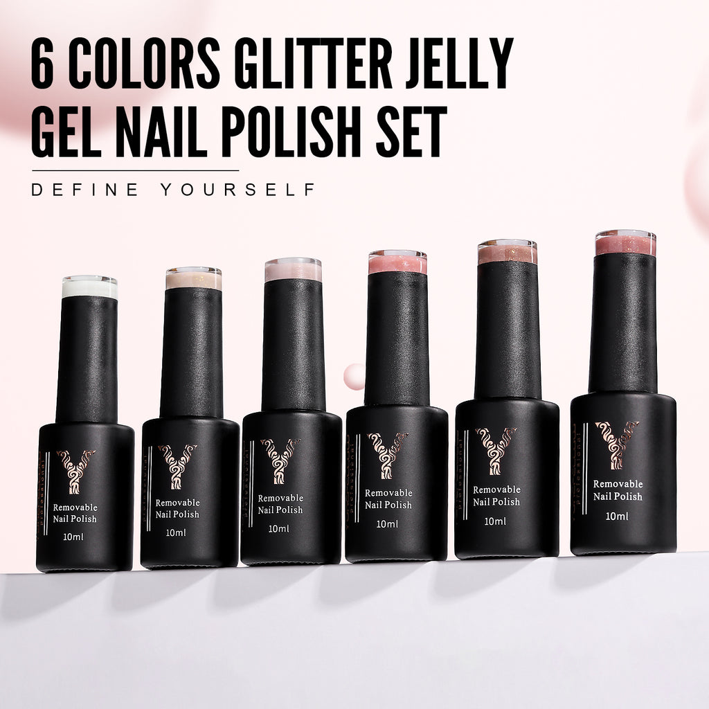 Jelly Glitter Series-6 Colors Gel Polish Set - YokefellowBeauty