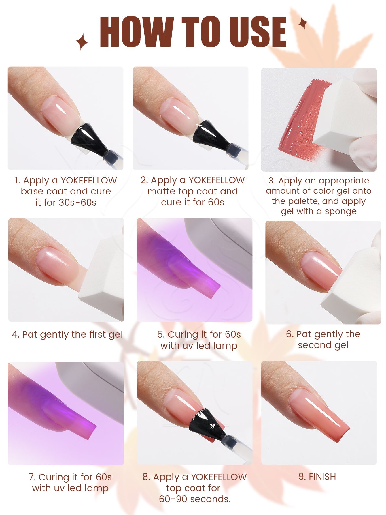 9 Colors Pat Painting Gel Set-9KIT-PAT001