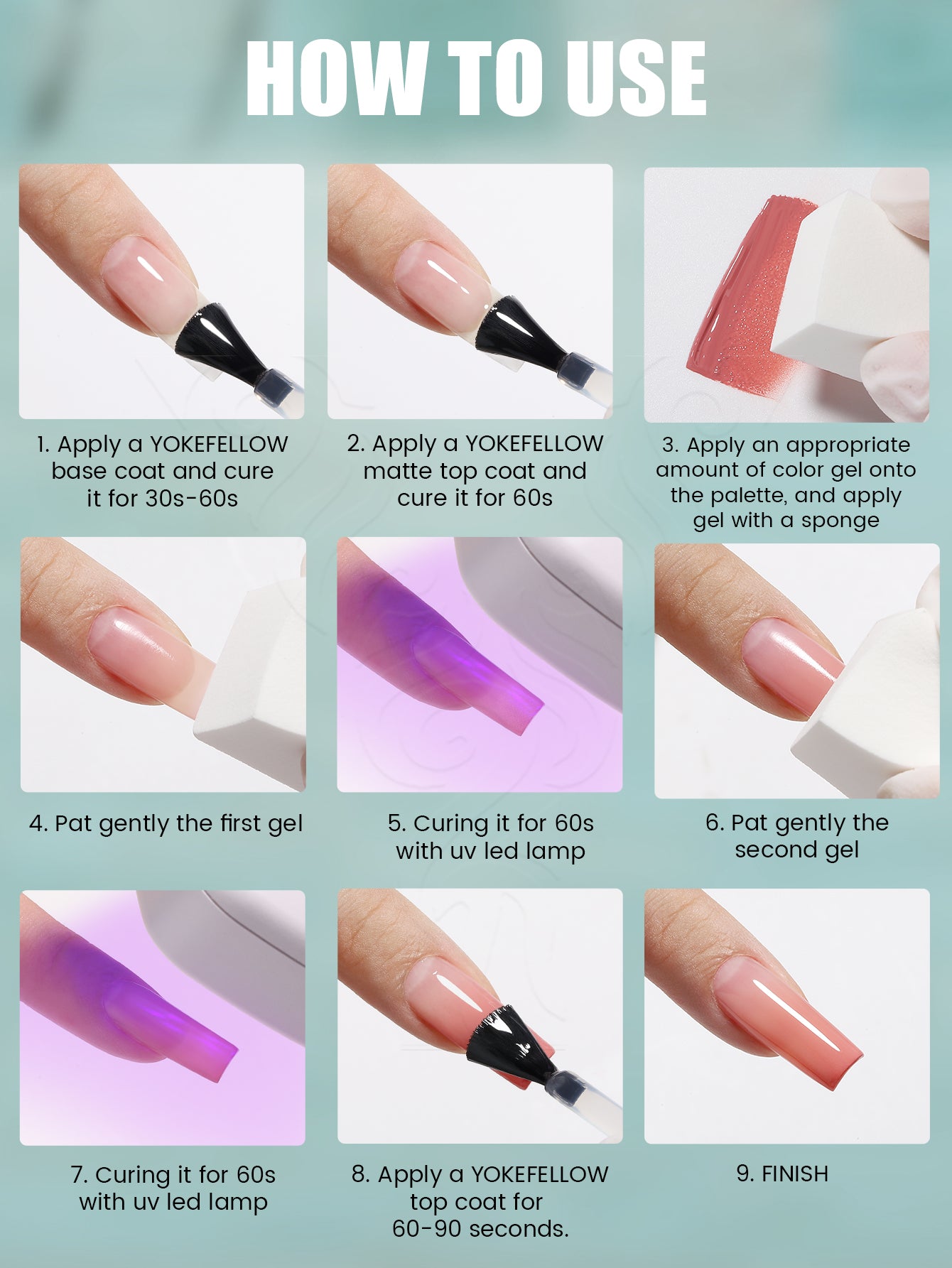 9 Colors Pat Painting Gel Set-9KIT-PAT002