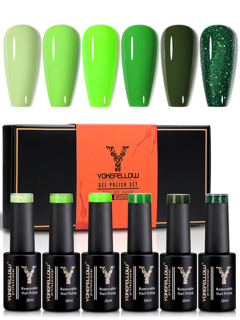 Green Series-6 Colors Gel Polish Set - YokefellowBeauty