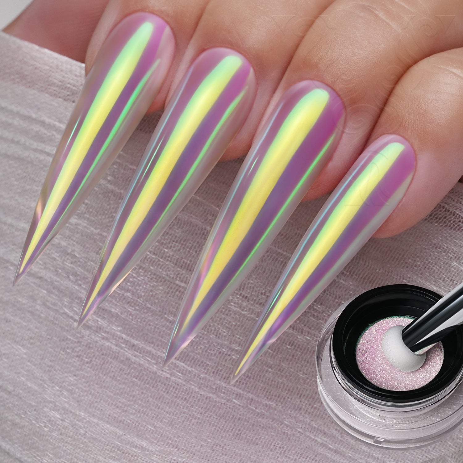 GleamTap Cushion Shell Pearl White Chrome Nail Powder-GT213 Shell Pearl