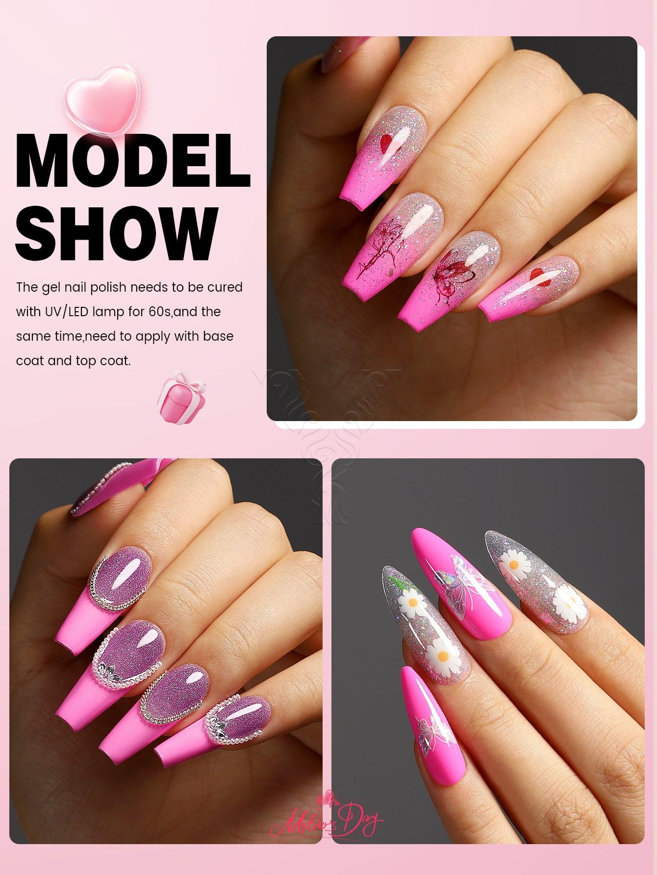Série rose - Lot de 6 vernis à ongles en gel