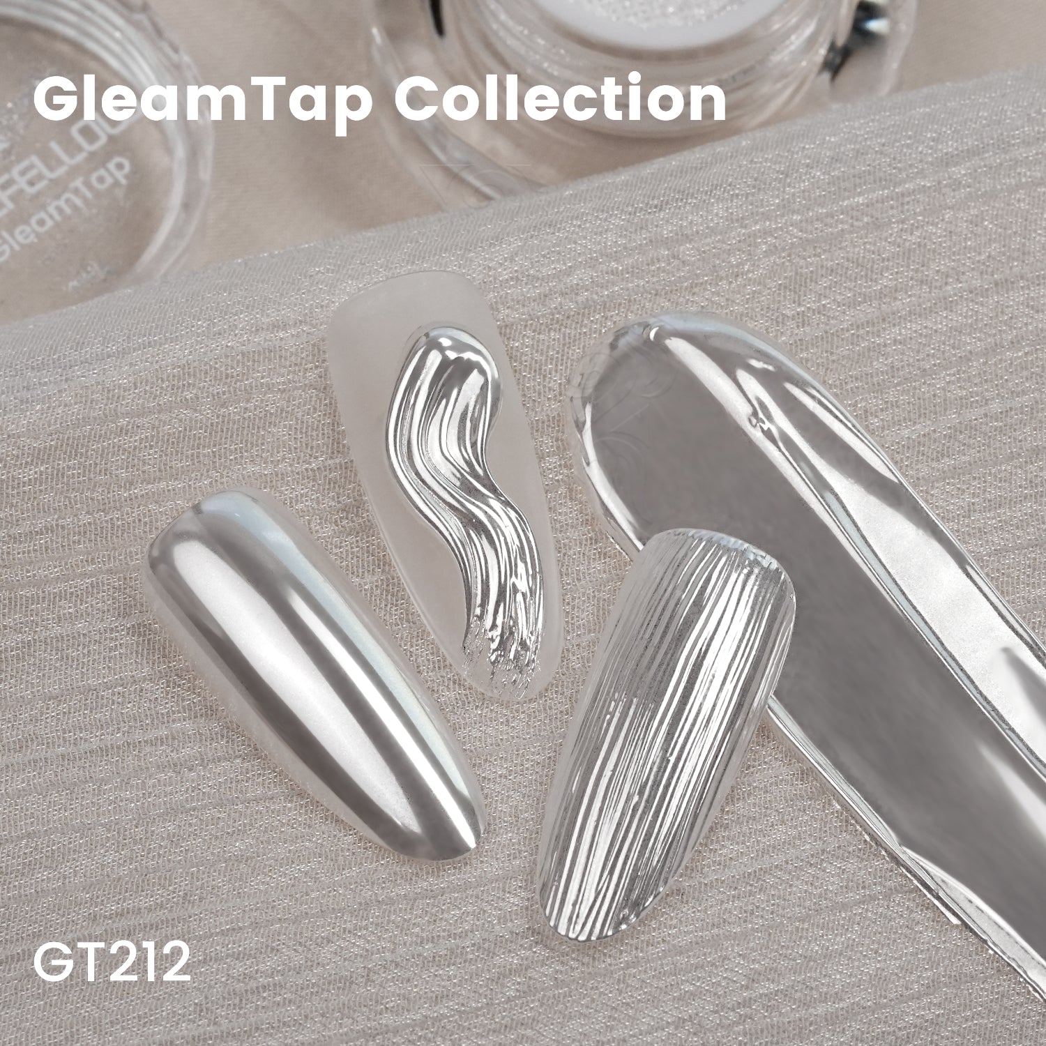 GleamTap Cushion Silvery Pearl Chrome Nail Powder-GT212 Silvery Pearl