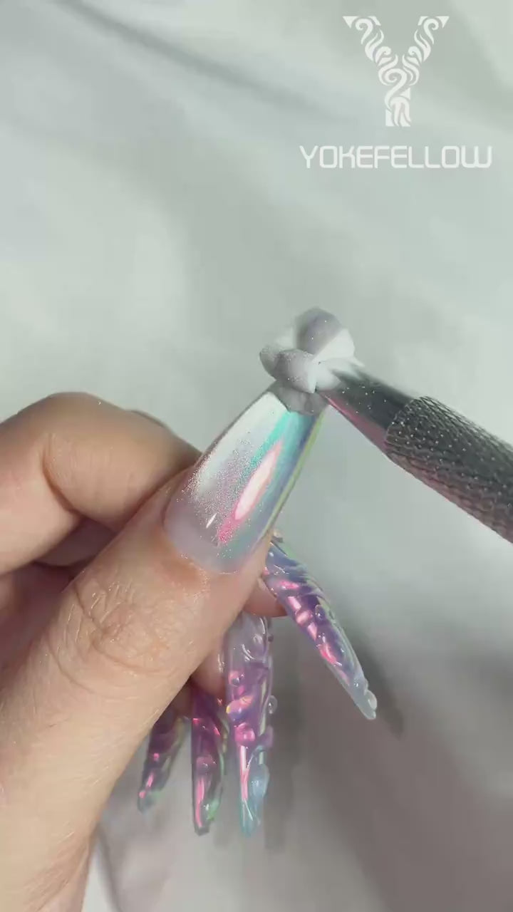 Load video: GleamTap Cushion Aurora Chrome Nail Powder -GT118 Blush Tide
