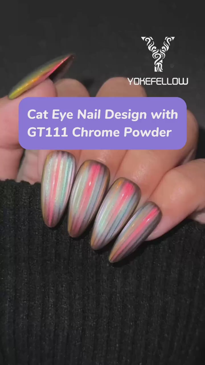 Load video: GleamTap Cushion Aurora Chrome Nail Powder -GT111 Afterglow