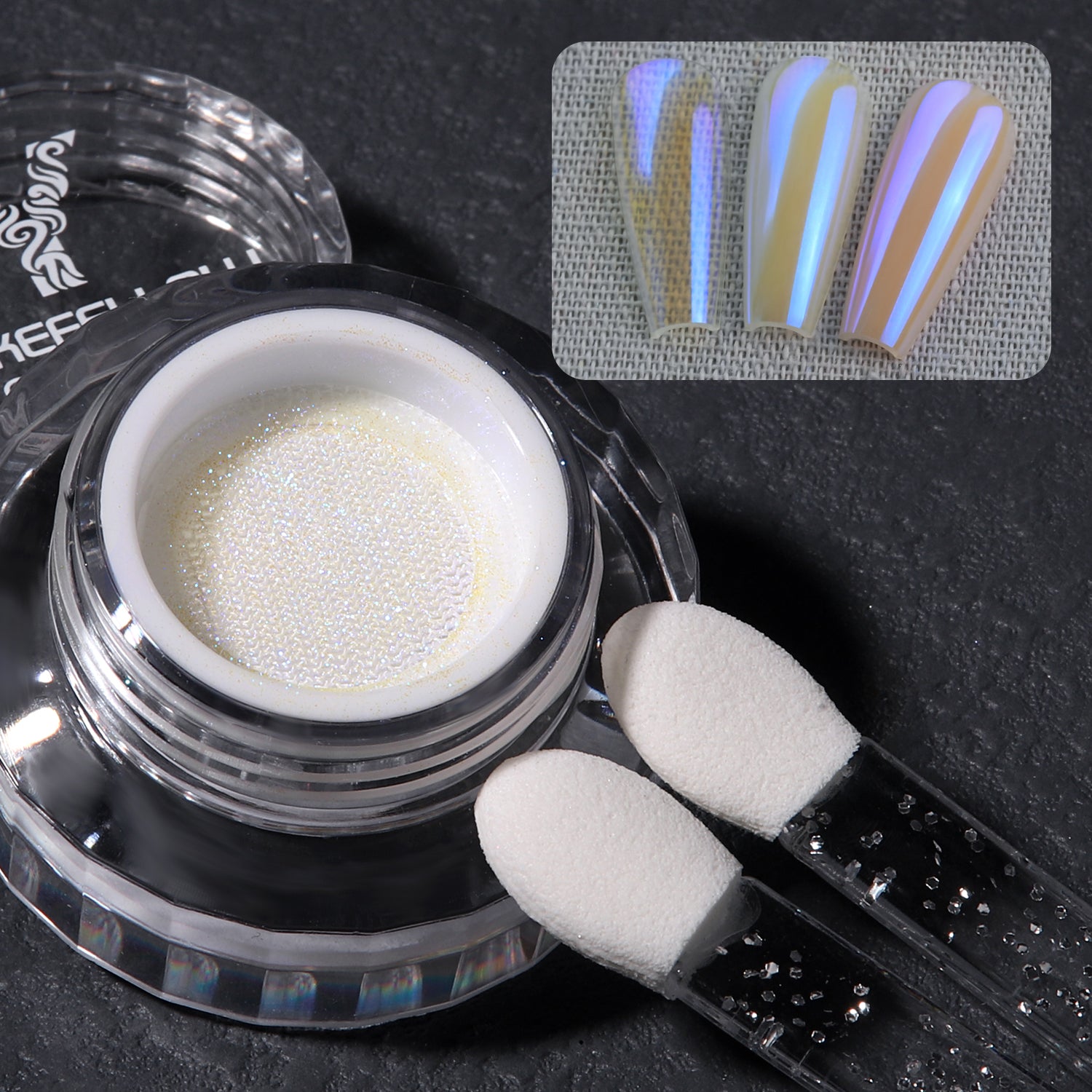 GleamTap Cushion Aurora Chrome Nail Powder -GT117 Midnight Tear