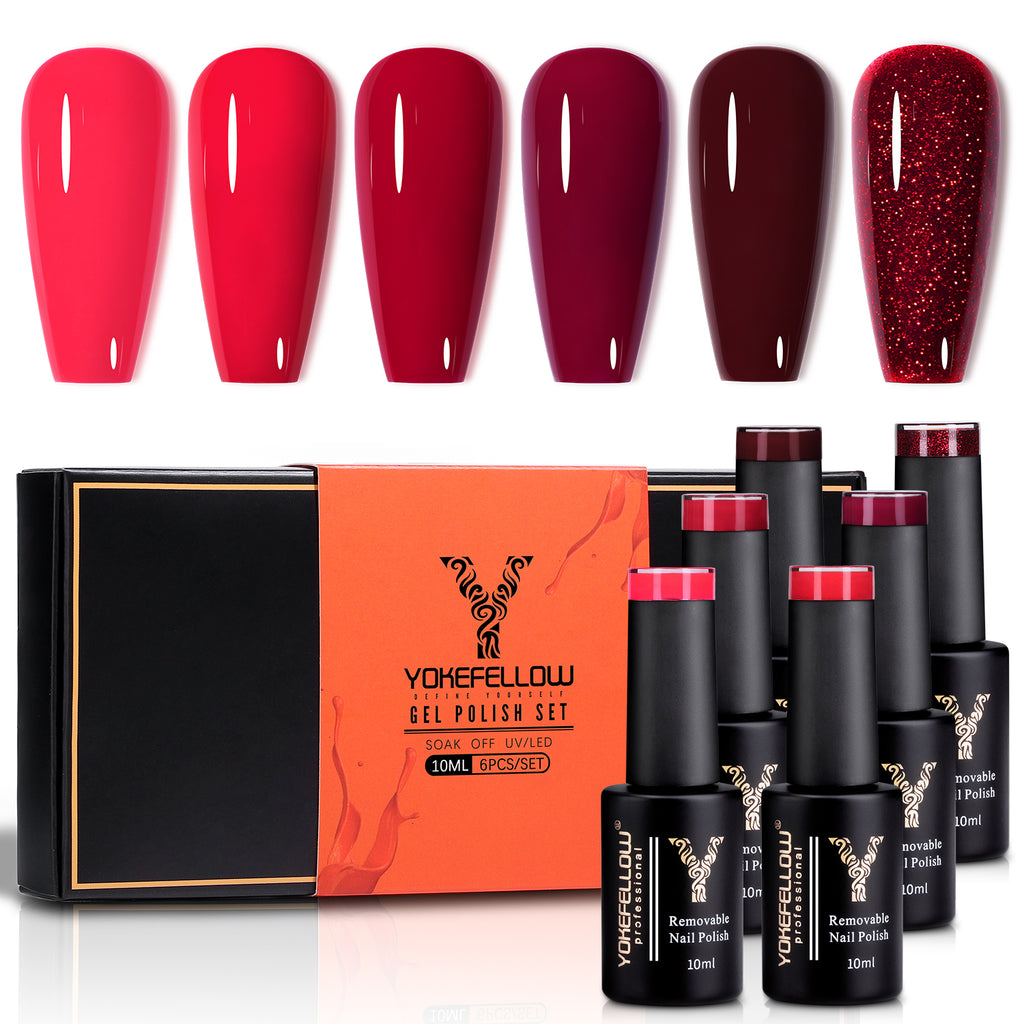 Red Series-6 Colors Gel Polish Set - YokefellowBeauty